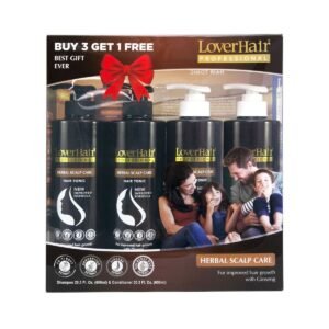 Pack of 4 -LoverHair Professional Herbal Scalp Care Shampoo & Conditioner -600ml